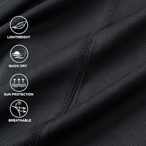 X-thud Breathable Men's Long Sleeve Base Layer Shirt - Quick Dry & Moisture Wicking for Sports,Hiking,Gym Black XL