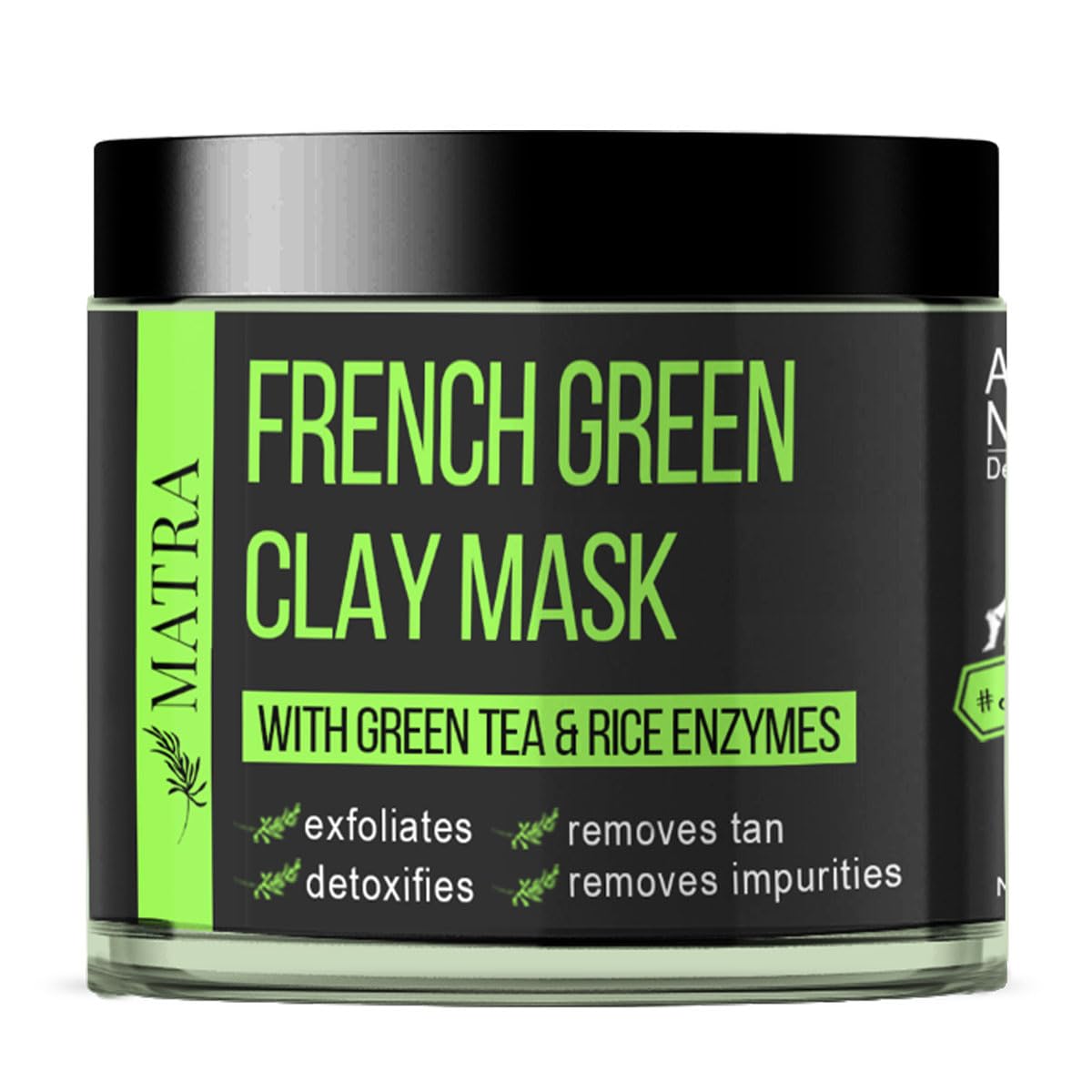 Matra French Green Clay Mask – With Green Tea And Rice Enzymes – Exfoliating Facial Mask For Blackheads And De-tan Treatment