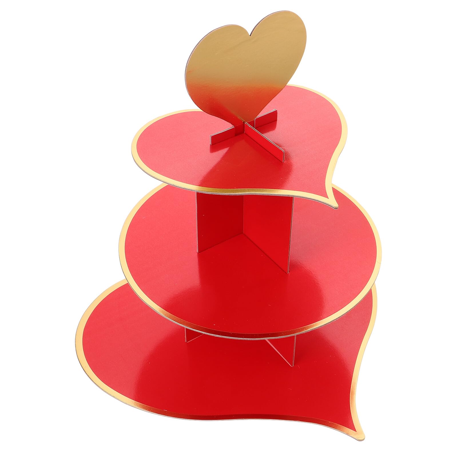 POPETPOP Red Heart 3-tier Paper Cupcake Stand Cake Tower Dessert Display Rack for Wedding Party Festival Cake Holder