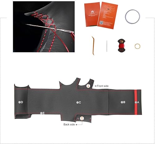 Miniatura 2 de MEWANT Cubierta del volante del coche para Mazda MX-5 2016-2019 Cuero negro personalizado