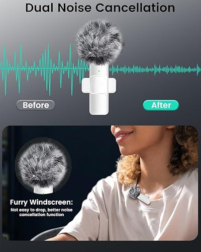 Miniatura 3 de Kingwell Micrófono inalámbrico para iPhone, 1 mini micrófono de solapa, color blanco