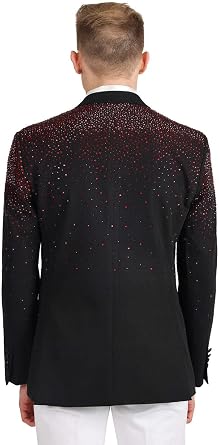 Barabas Men's Rhinestone Matte Color Notch Lapel Casual Blazer 2BLR6