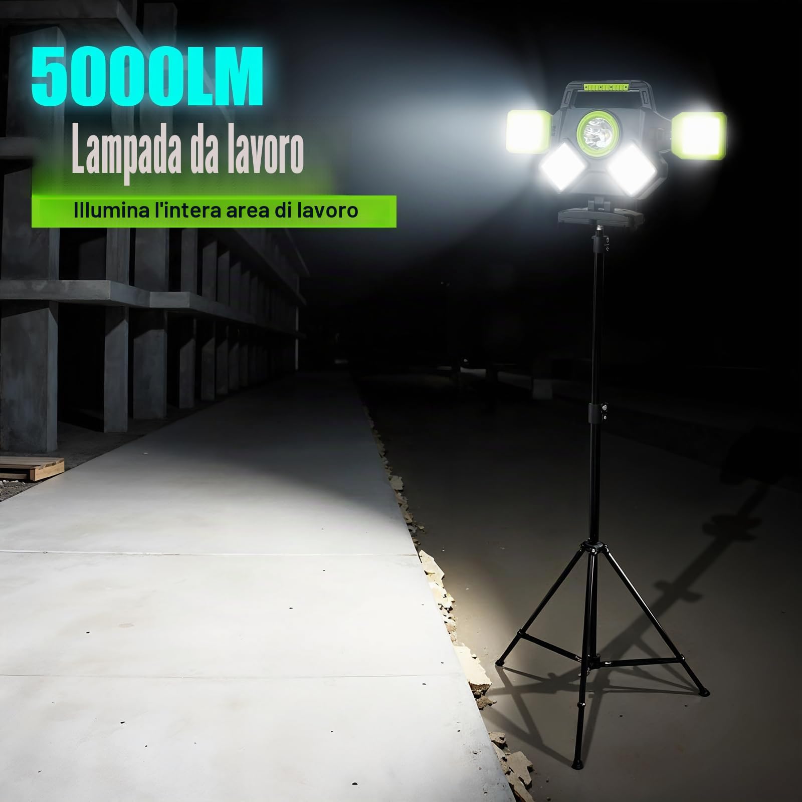 SYLSTAR Faro LED Ricaricabile 55W, 5000 lm Faretto a Batteria Magnetico, Pieghevole e 360° Rotabile, 6 Modalità Faretto LED Ricaricabile Portatile per Pesca, Cantiere, Campeggio, Riparazioni Auto