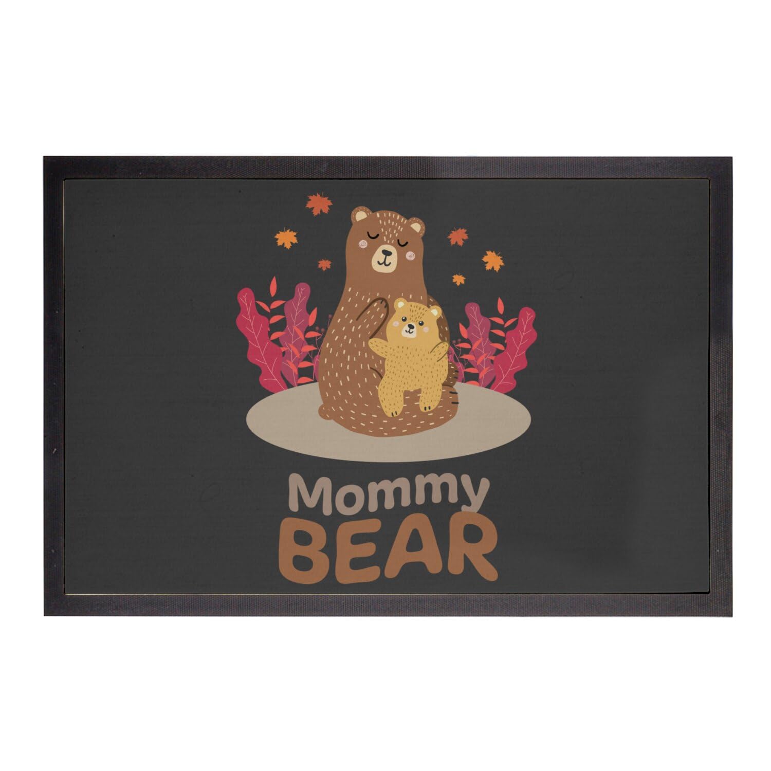 Paillasson noir rigide 60x40cm tapis de porte entrée motif ours dessin