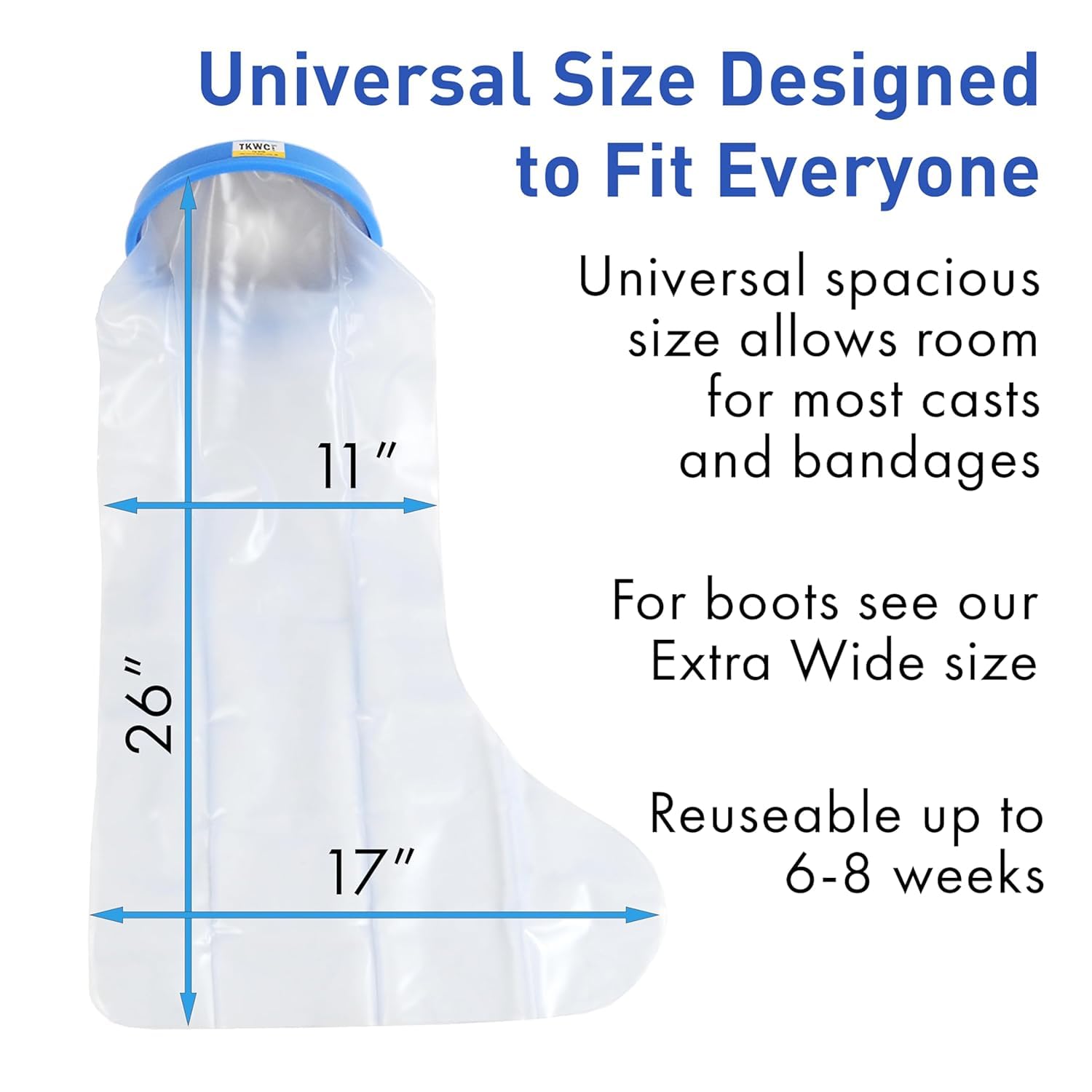 PN ONLINE ZONE Waterproof Cast Covers for Shower Leg Adult, Cast Cover for Leg with Non-Slip Bottom, Watertight Leg Cast Protector for Knee Shank Foot Ankle Surgery Dressing Wound, Reusable 2