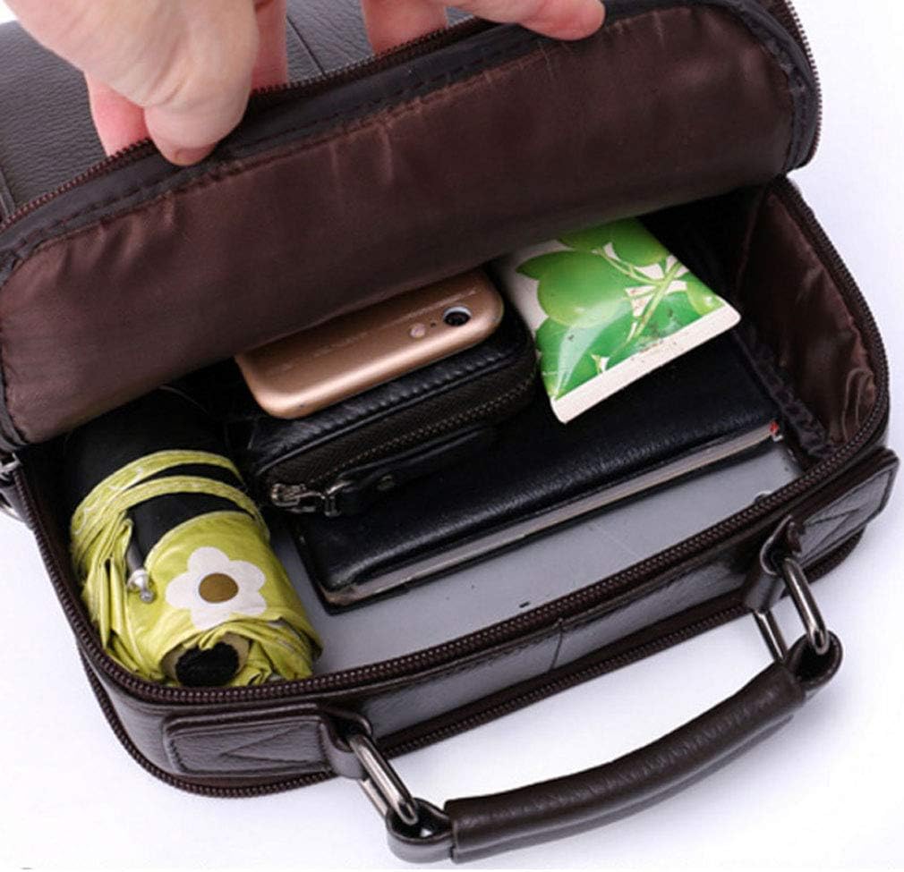 Hebetag Small Leather Shoulder Bag Crossbody Pack for Men Outdoor Travel Business - Image 2