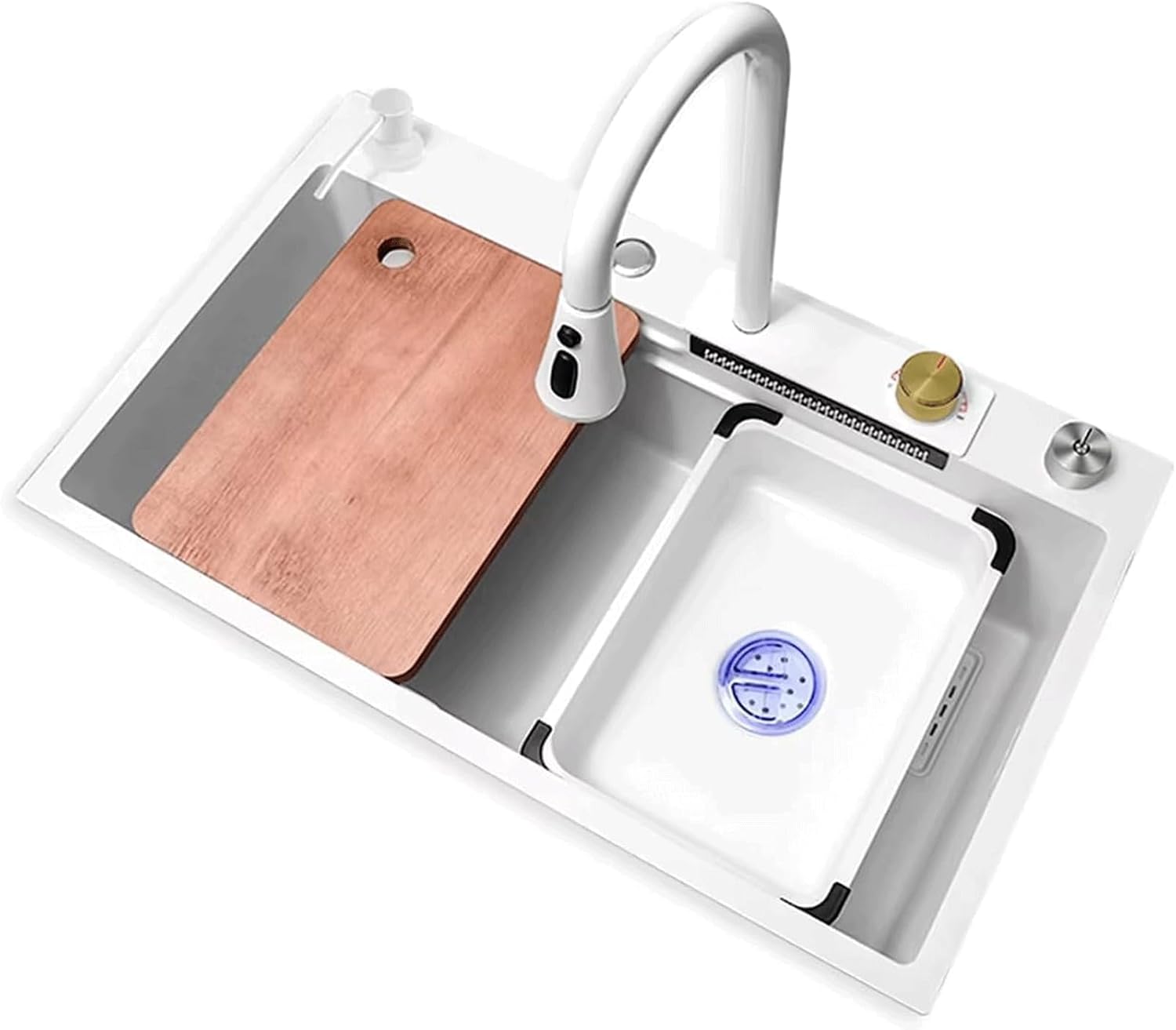 Waterfall Stainless Steel Single Bowl Kitchen Sink Workstation