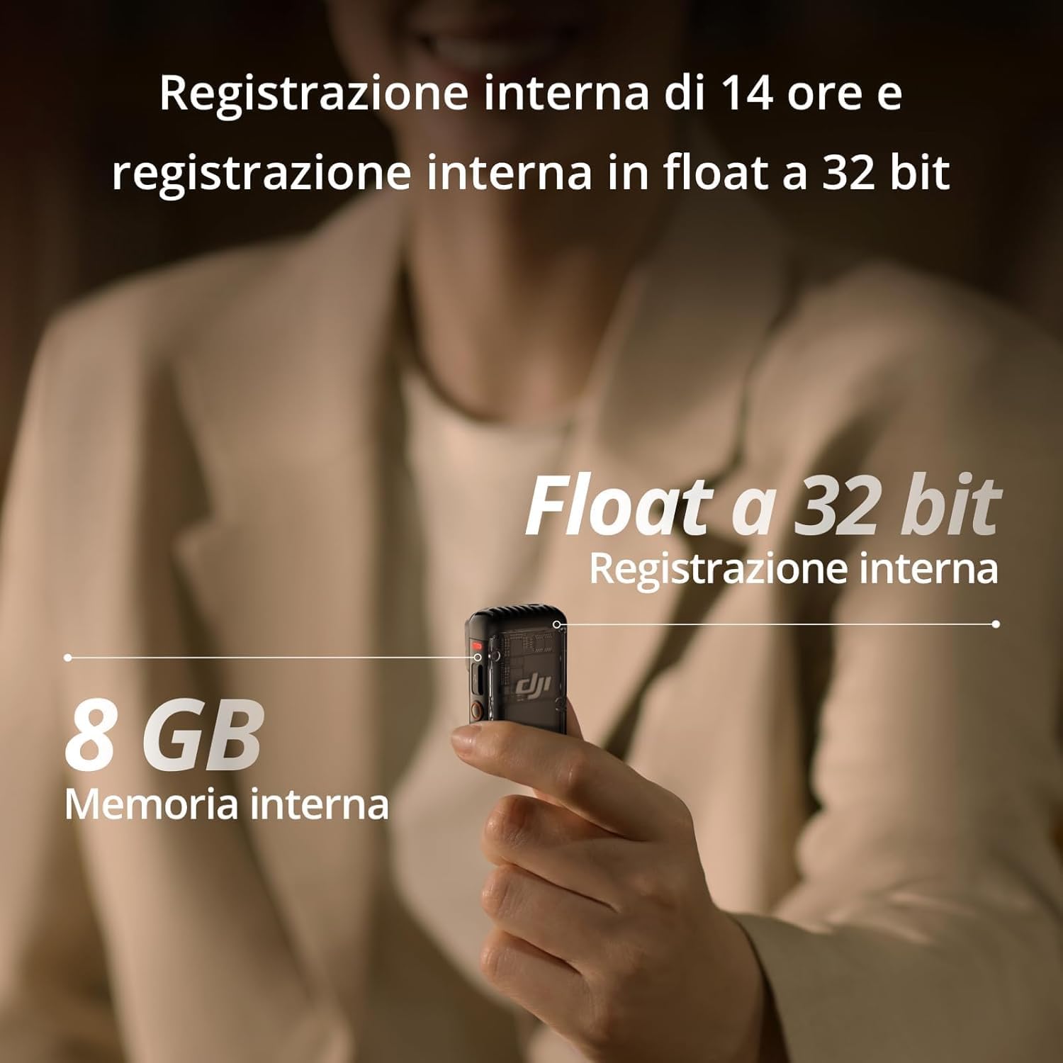 DJI Mic 2 (2 TX + 1 RX + Custodia di ricarica), microfono wireless integrato, eliminazione intelligente del rumore, registrazione interna in float a 32 bit, 250 m di distanza, per iPhone e Android