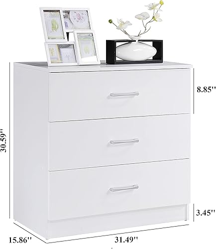 Miniatura 3 de Hodedah 3 cajones blancos, 30.6 pulgadas de alto x 31.5 pulgadas de ancho x 15.5 pulgadas de profundidad Blanco,Negro