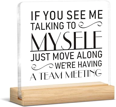 Funny Desk Signs Acrylic Office Cubicle Sign Work Humor Gag Gifts | Funny Office Decorations for Coworkers Friends Boss, Cool Desk Accessories for Work