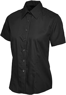 Uneek clothing Women\'s Ladies Poplin Half Sleeve Shirt Button Down Shirt (Pack of 1)
