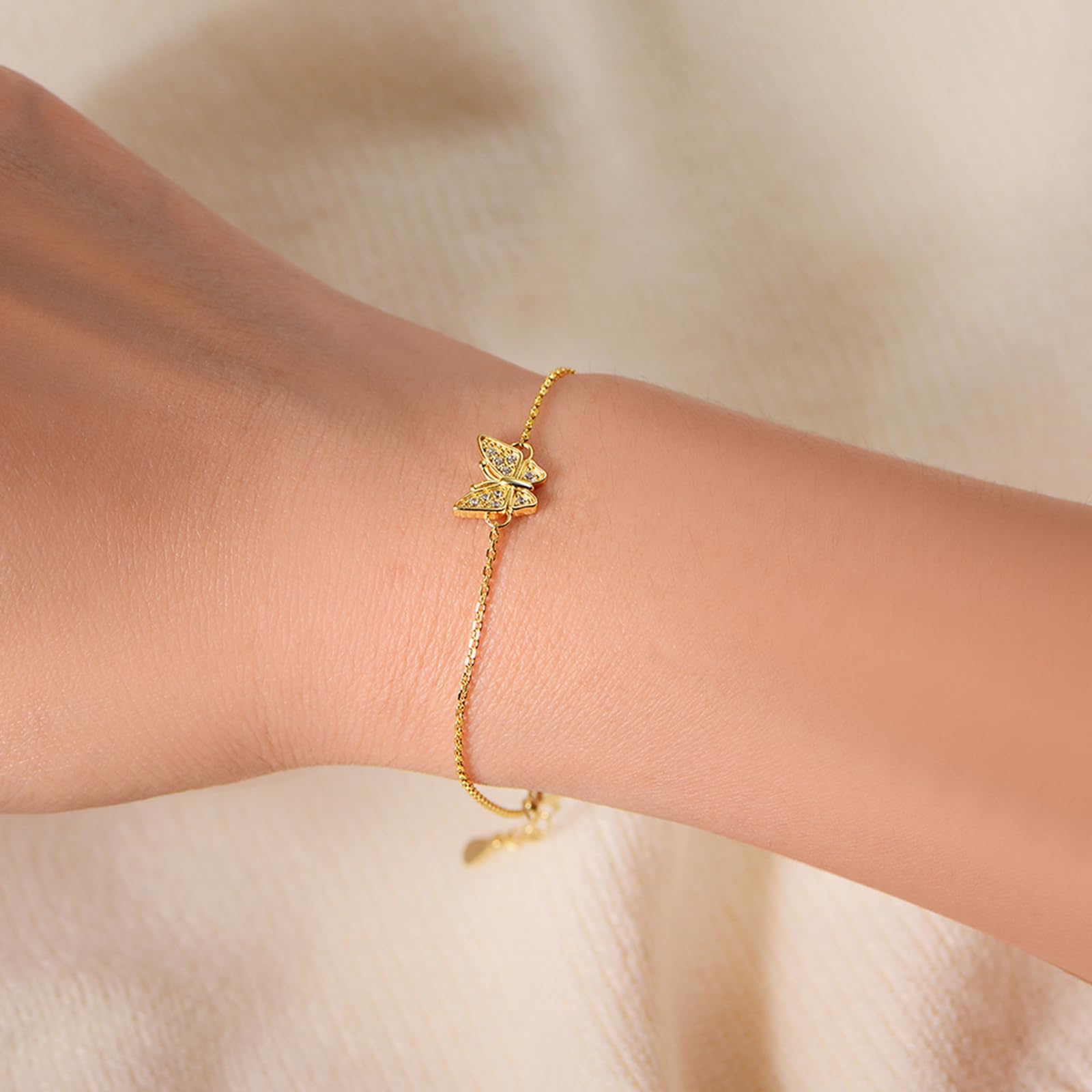 Pulseras de mariposa para mujer a la moda con diamantes, pulsera de promesa para novia, PT950 y oro blanco y amarillo de 9K/14K/18K