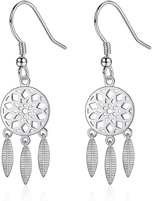 925 Sterling Silver Dangle Earrings for Women Dreamcatcher/Lotus Flower/Tree of Life/Teardrop Drop Earrings (Gift Wrapped)