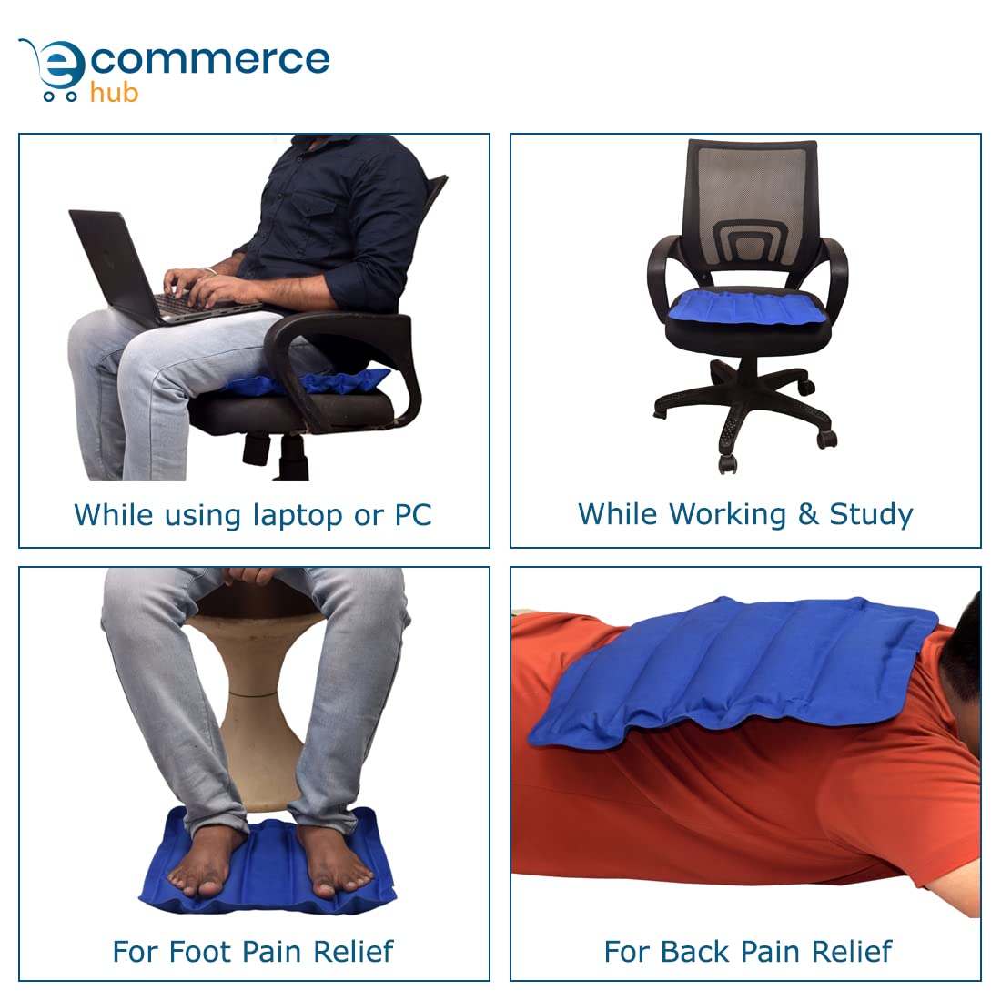 EcommerceHub® Cold Chair Cooling Cushion, Use for While Working,Study,Car Driving, Lower Pain, Body Pain Multipurpose Use Cooling Packs Pads 2