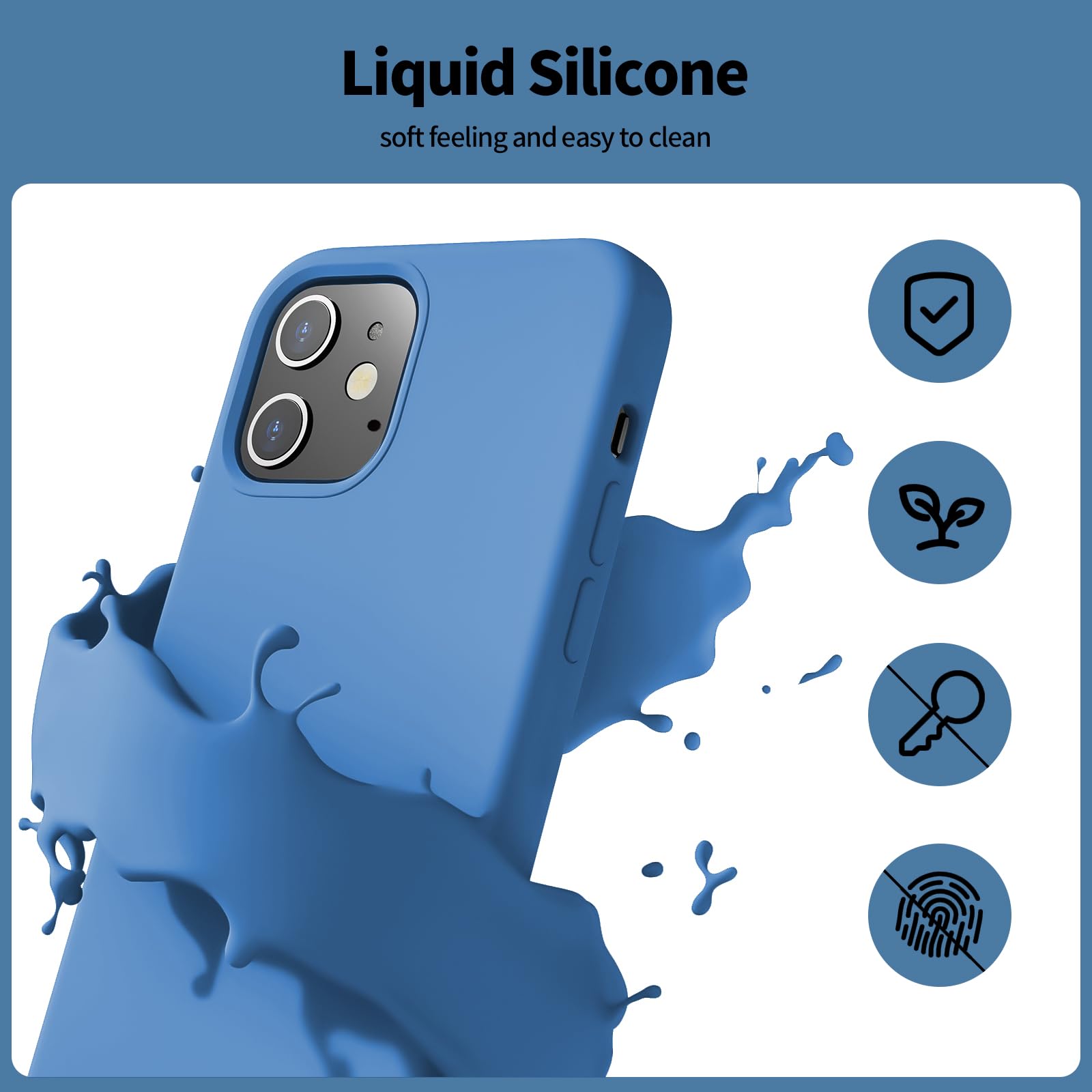 TAXXOE Silicone Case Compatible with iPhone 12 Case/12 pro case Soft Ultra Slim Protective Shockproof Liquid Silicone Phone Case,Anti-Scratch Microfiber Lining - Image 3
