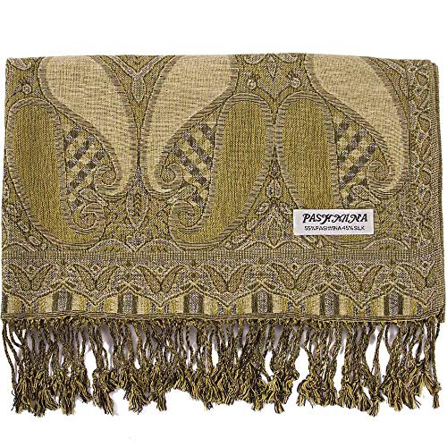 Paisley Pashmina Silk Shawl Scarf Wrap Reversible Double Layer With Fringes 78