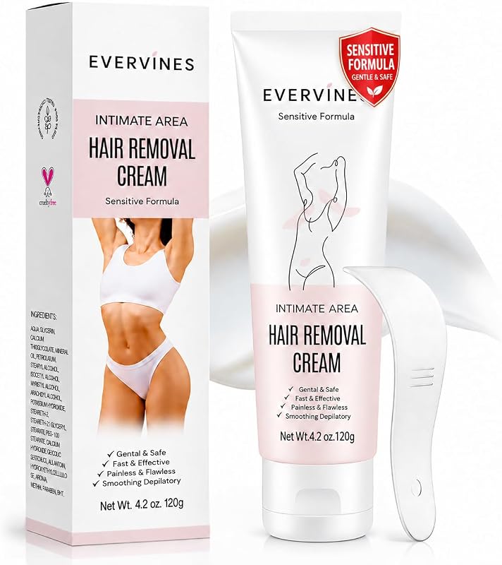 Creme depilatório Evervines para pernas, axilas e linha do biquíni, 120 mL