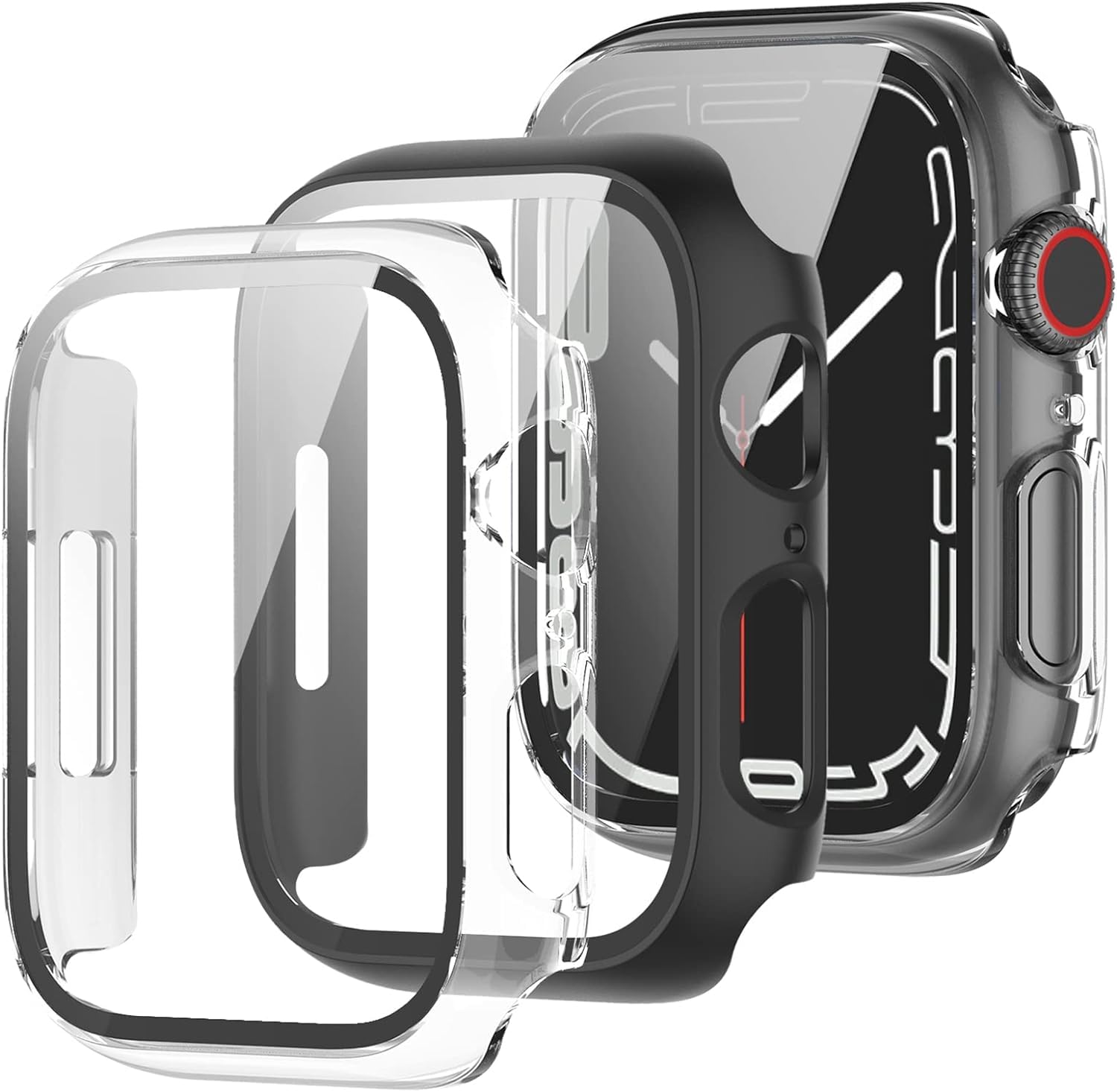 CLOUDVALLEY 2PACK Bumper Hard Case with Tempered Glass Compatible with Apple Watch Series 9 (2023) Series 8 Series 7 45mm, Ultra-Thin Protective Cover for iWatch Screen Protector-Black+Clear (B0CTFPFHTB) Amazon Price History, Amazon Price Tracker