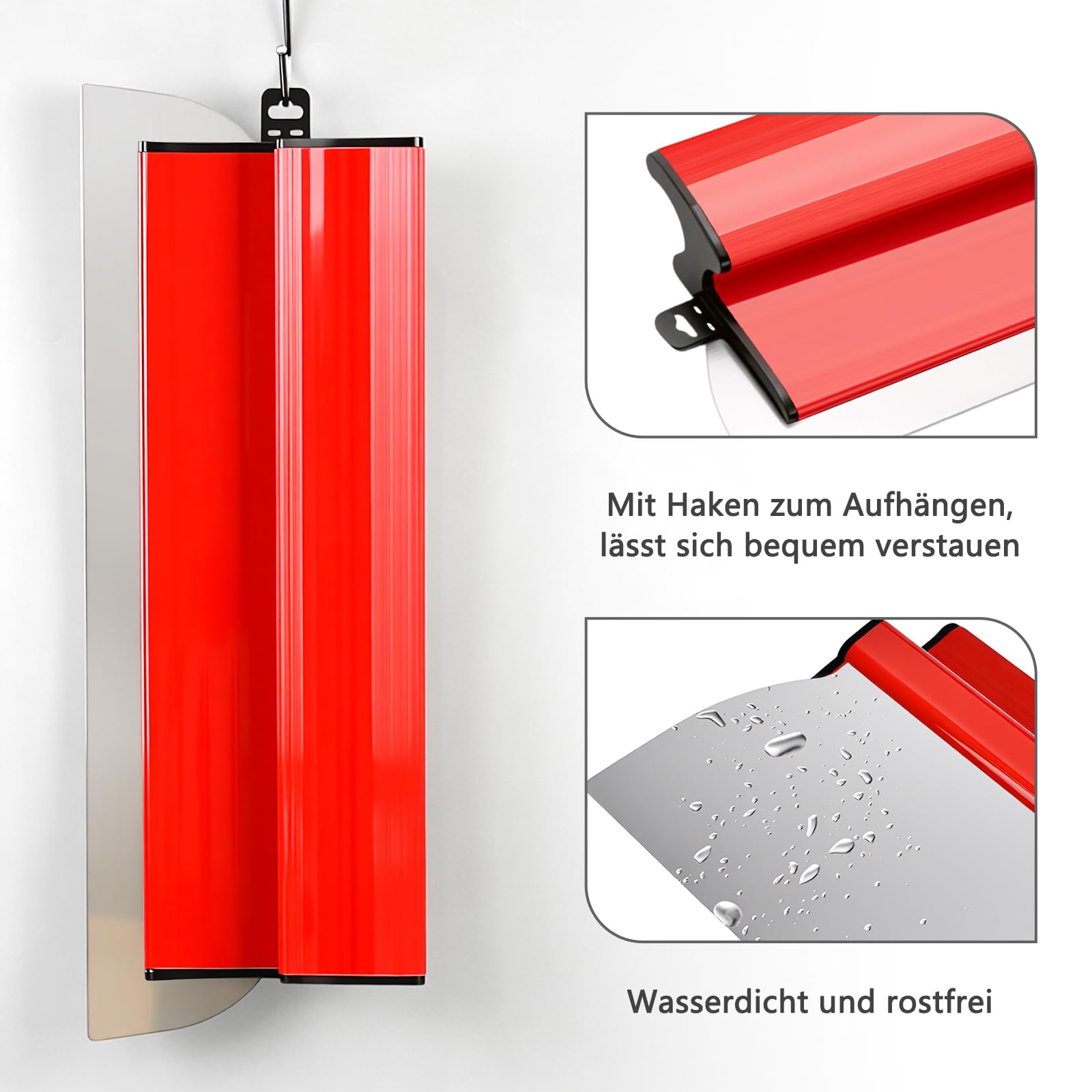 Set Spatole per Intonaco in Acciaio Inox con Impugnatura a Z 0,5 mm (80 cm) + 0,3 mm (40 cm / 25 cm) Livellamento Preciso per Pareti & Soffitti Utensile Professionale per Rasatura e Lavori di Pittura