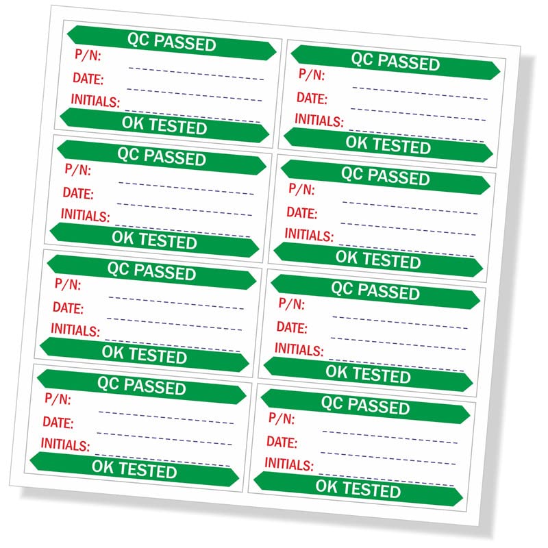 PG Creations QC Passed OK Tested Stickers for Quality Check, Medium Size 2x1 Inch Paper Labels, Multi, 2000 Stickers