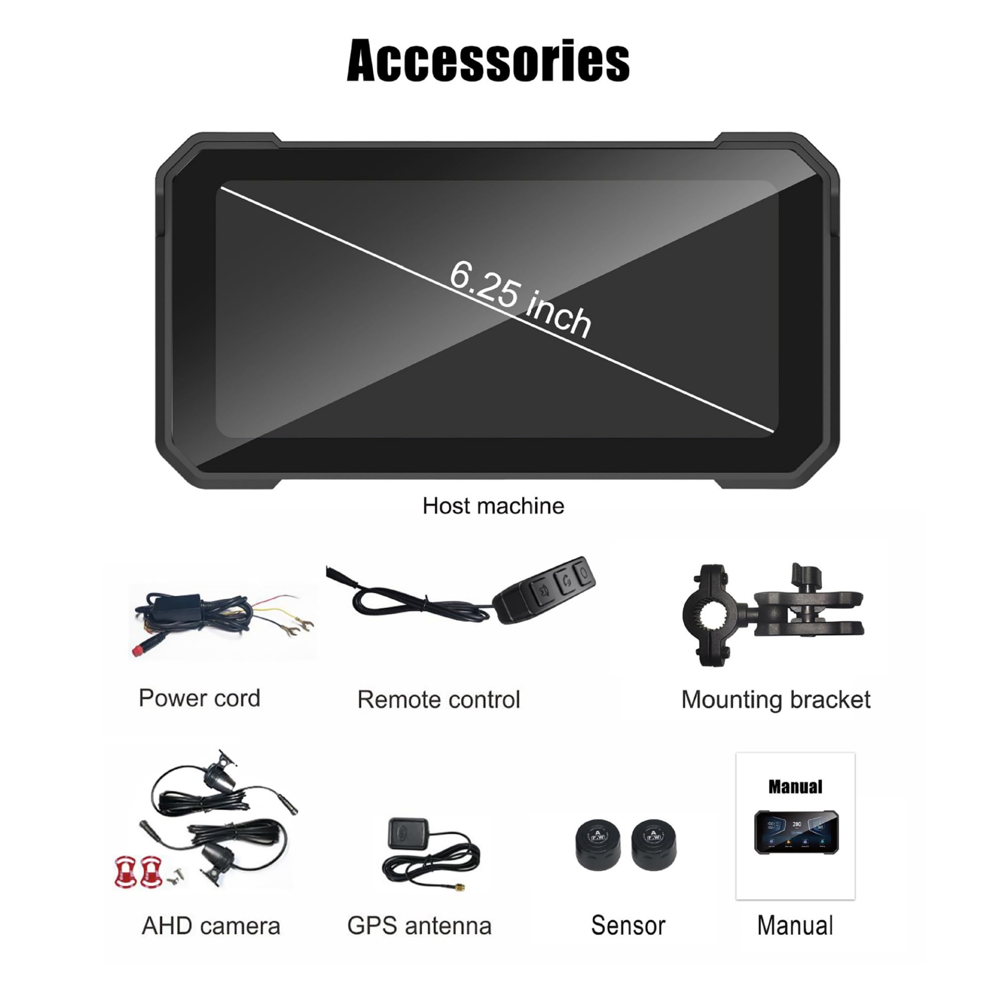 Navigatore GPS Moto 6,2 Pollici Doppia Fotocamera CarPlay Wireless Android Auto Impermeabile IPX6 TPMS BT5.0