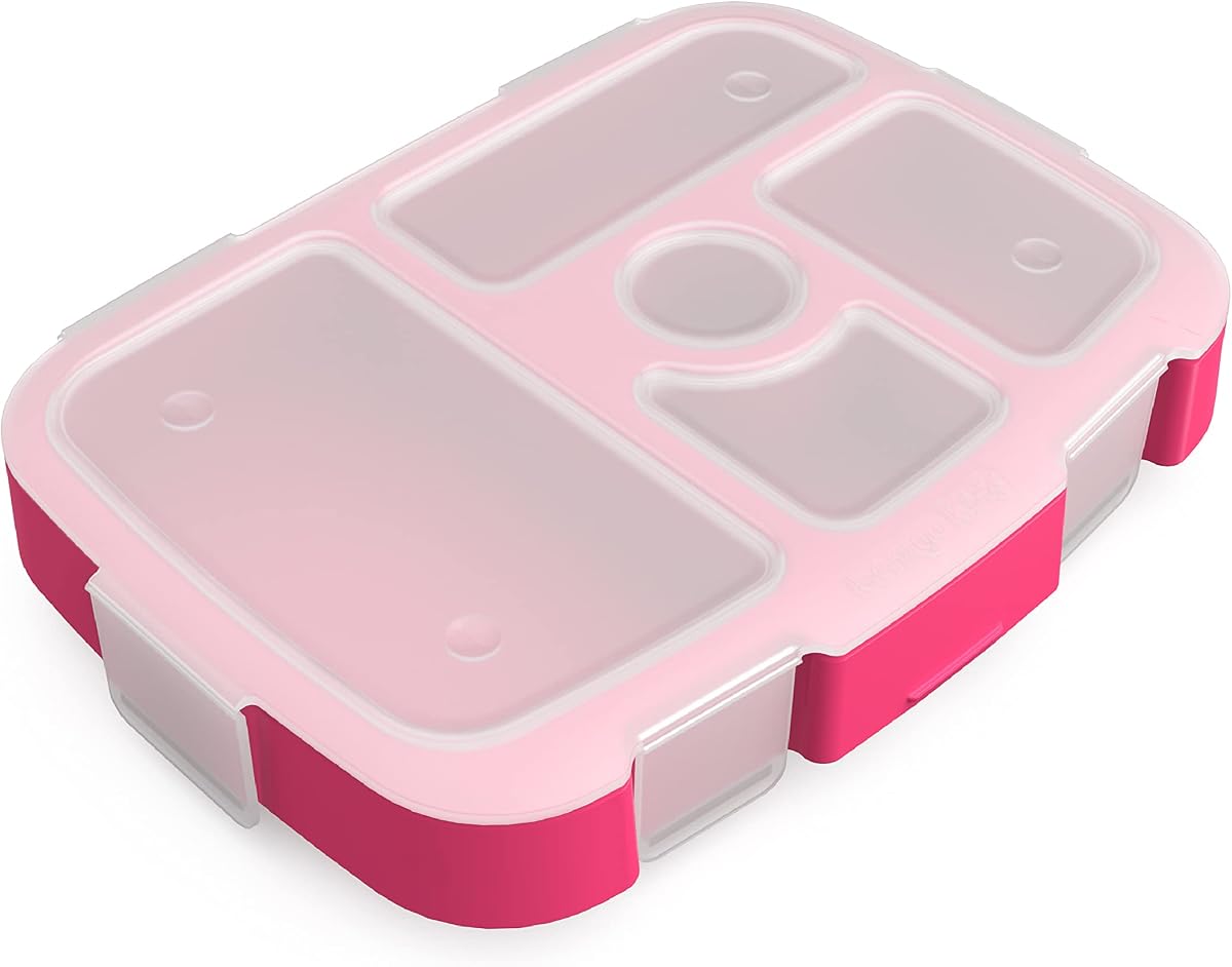 Bentgo Kids Prints Tray with Transparent Cover, 5-Compartment, BPA-Free | Meal Prep, Portion Control, Transparent Lid, Freshness Locking Clips, Reusable (Fairies)