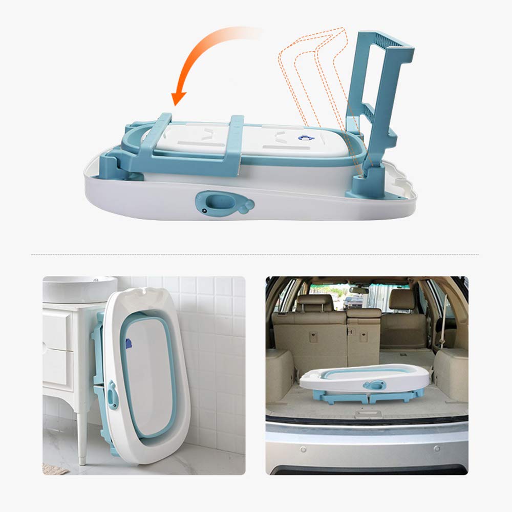 Bañera plegable para niños, portátil plegable para bebés de 0 a 6 años, bañera con asiento de baño y tapón de drenaje