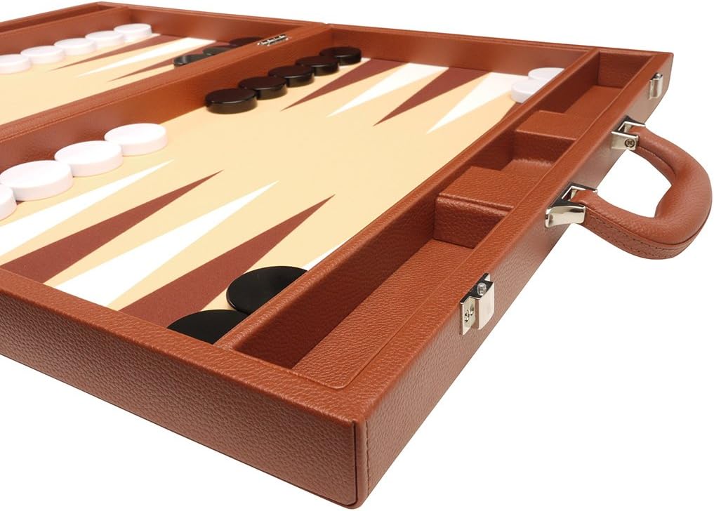 Super Deal Product 19-inch Premium Backgammon Set - Large Size - Desert Brown Board