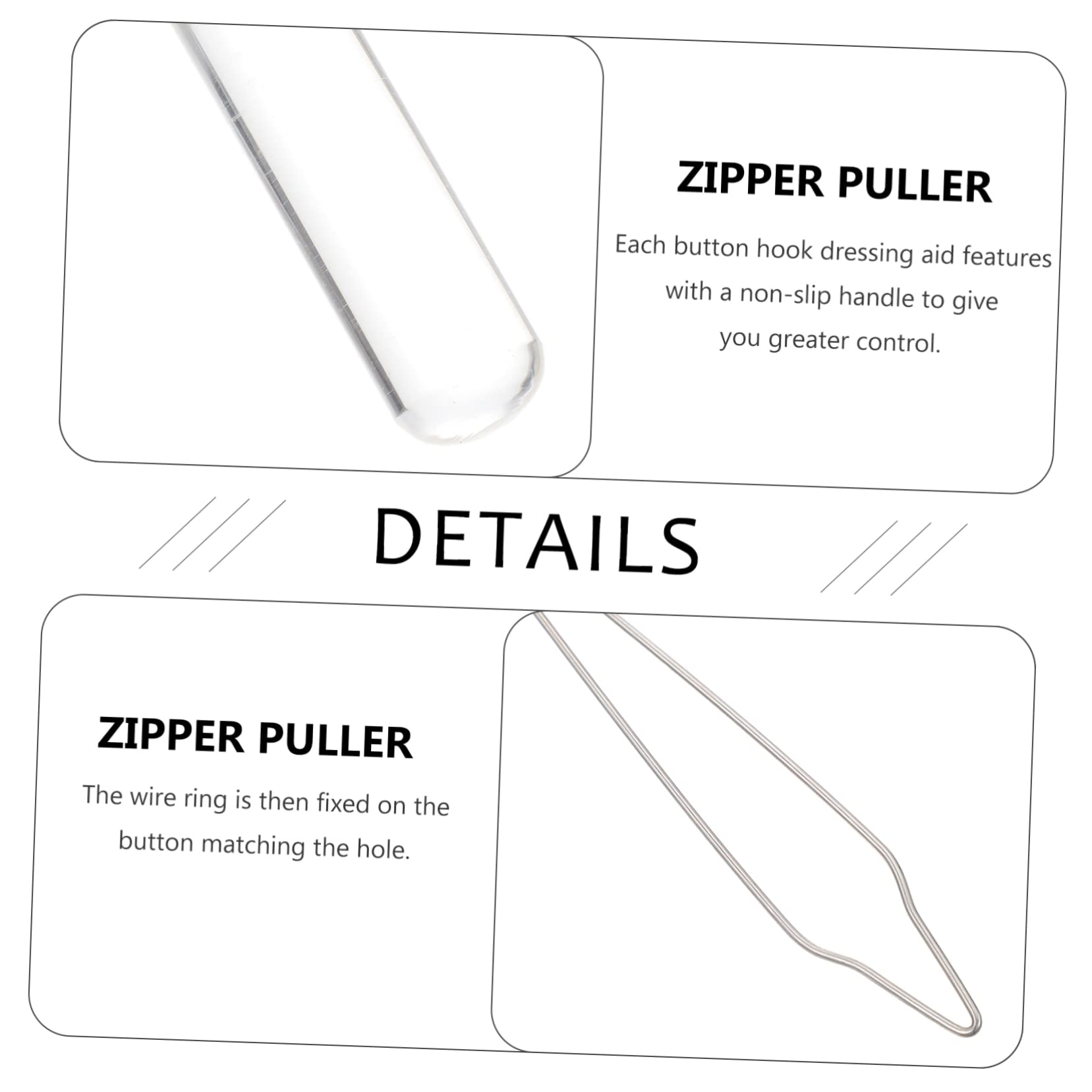 Gogogmee Button Puller Hand Tools Zipper Button Buttons Zipper Puller Shirt Button Helper Buttonhole Threads Button Hook with Zipper Button Hooks for Coat Button Hook Snap Hooks White Steel