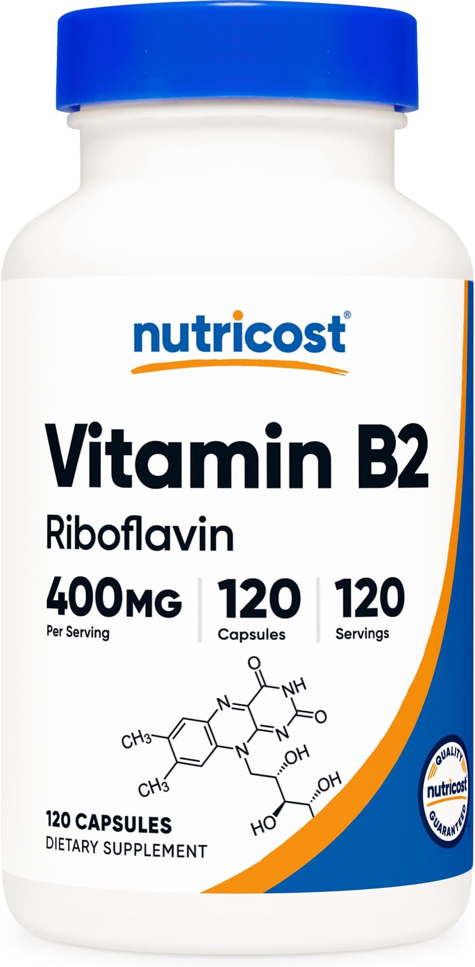 Vitamin B2 (Riboflavin) 400mg, 120 Capsules - Gluten Free, Non-GMO, Energy Boost, Premium Quality