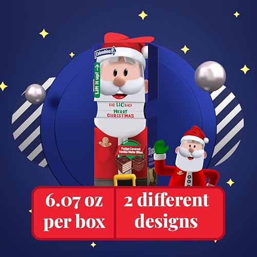 Miniatura 2 de Bocados de oblea de Navidad  Bocados cuadrados de oblea de azúcar de vainilla cubiertos de chocolate, 20 bocados de oblea envueltos individualmente