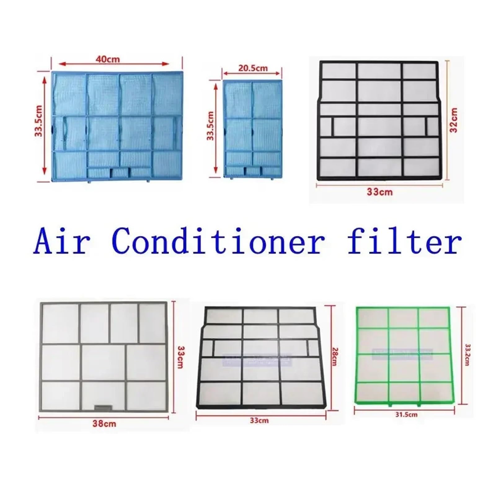 Compatibile Con MITSUBISHI, Filtro Del Condizionatore D'aria 31,5X33,5/35/29,5/33,2/33/32CM 33X32CM 34X35CM 40x20,5CM Parti Dello Schermo Antipolvere Del Filtro(NO5 2PCS)