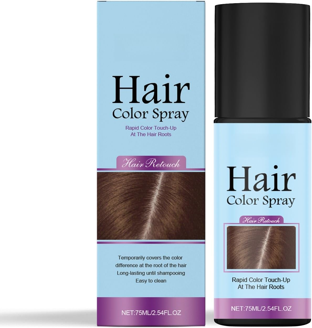 Temporary Root Touch-Up Spray, Quick Gray Coverage, Natural Hair Color, Easy Wash & Travel-Friendly, Long-Lasting & Gentle Formula(Light brown)