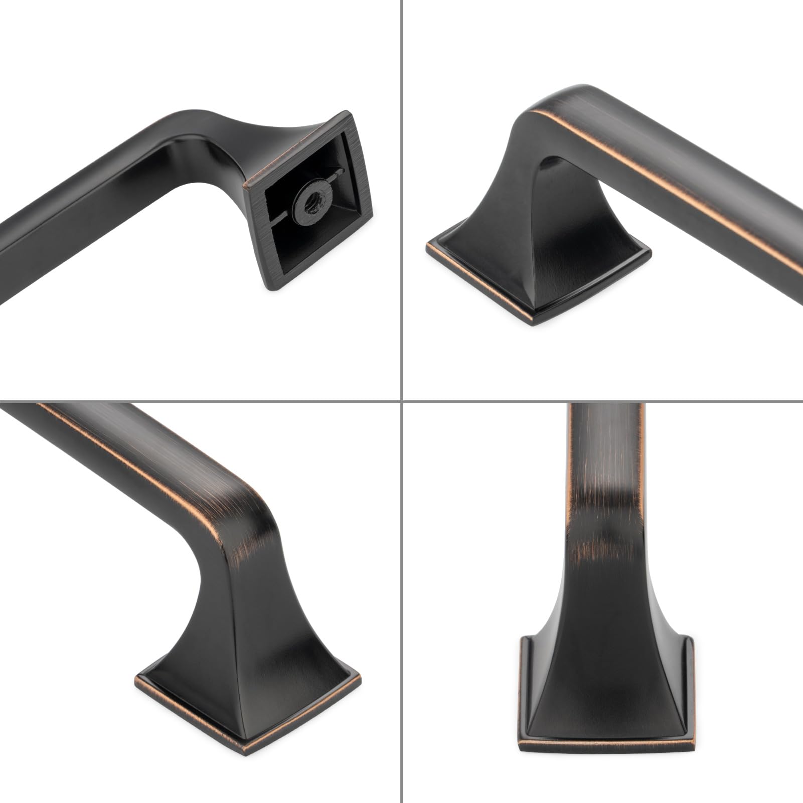 KOOFIZO 30-Pack Big Square Foot Cabinet Arch Pull - Black Furniture Handle, 3 Inch/76mm Screw Spacing for Kitchen Cupboard Door, Bedroom Dresser Drawer, Bathroom Wardrobe Hardware