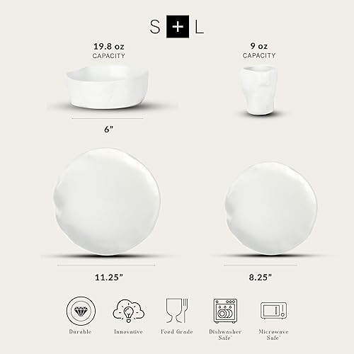 Miniatura 5 de Stone by Mercer Project ATIK - Juego de vajilla de cerámica, servicio para 4-16 piezas, color blanco