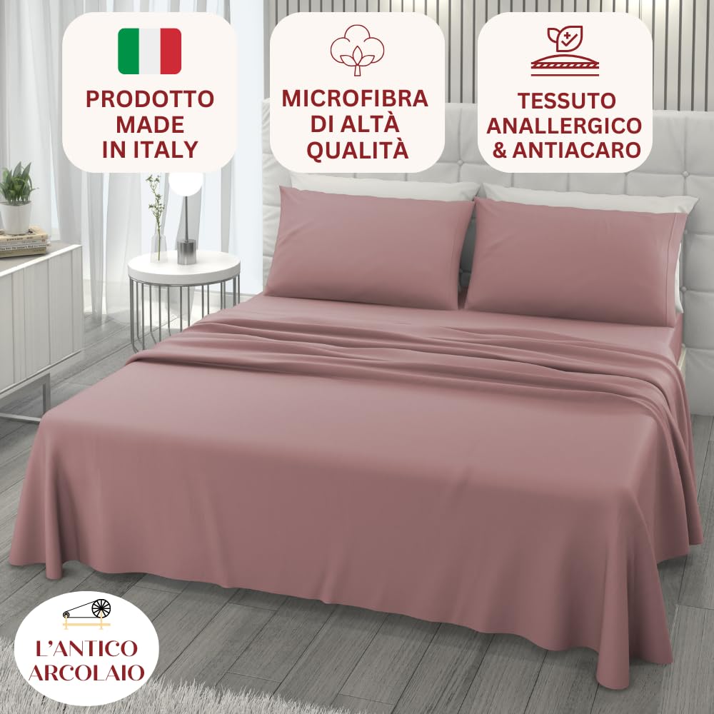 L'ANTICO ARCOLAIO - Lenzuola Letto Singolo 100% Cotone Completo Con Federe Cuscini Set Anallergico E Antiacaro Colore Tinta Unita Manifattura Made In Italy Con Fibra Naturale 0 Da 16 29 A 16 29