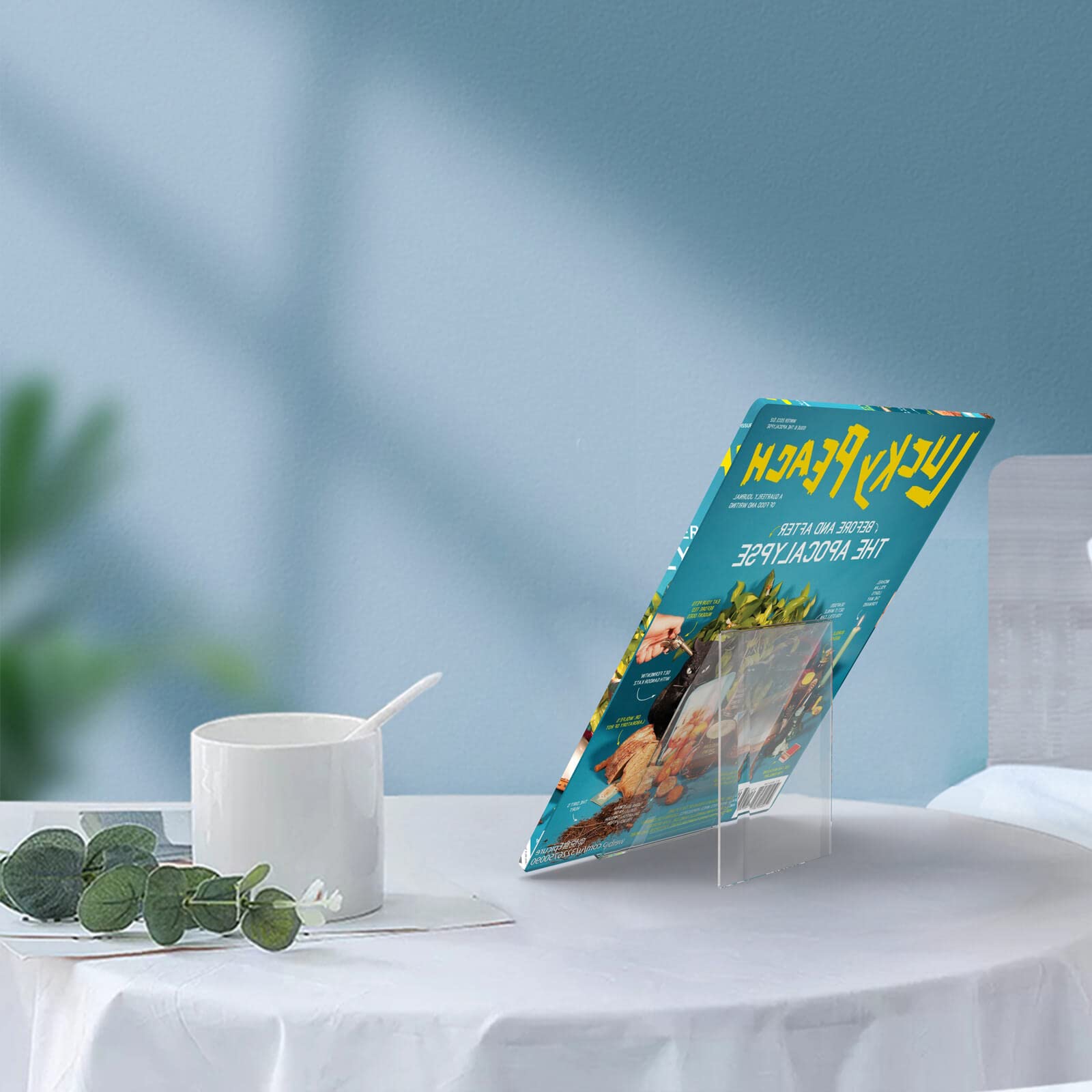 Boloyo Acrylic Book Stand Without Ledge ,6PC Clear Acrylic Display Easel, Transparent Tablet Holder for Displaying Pictures,Books,Music Sheets,Notebooks, Artworks, CDs, etc.