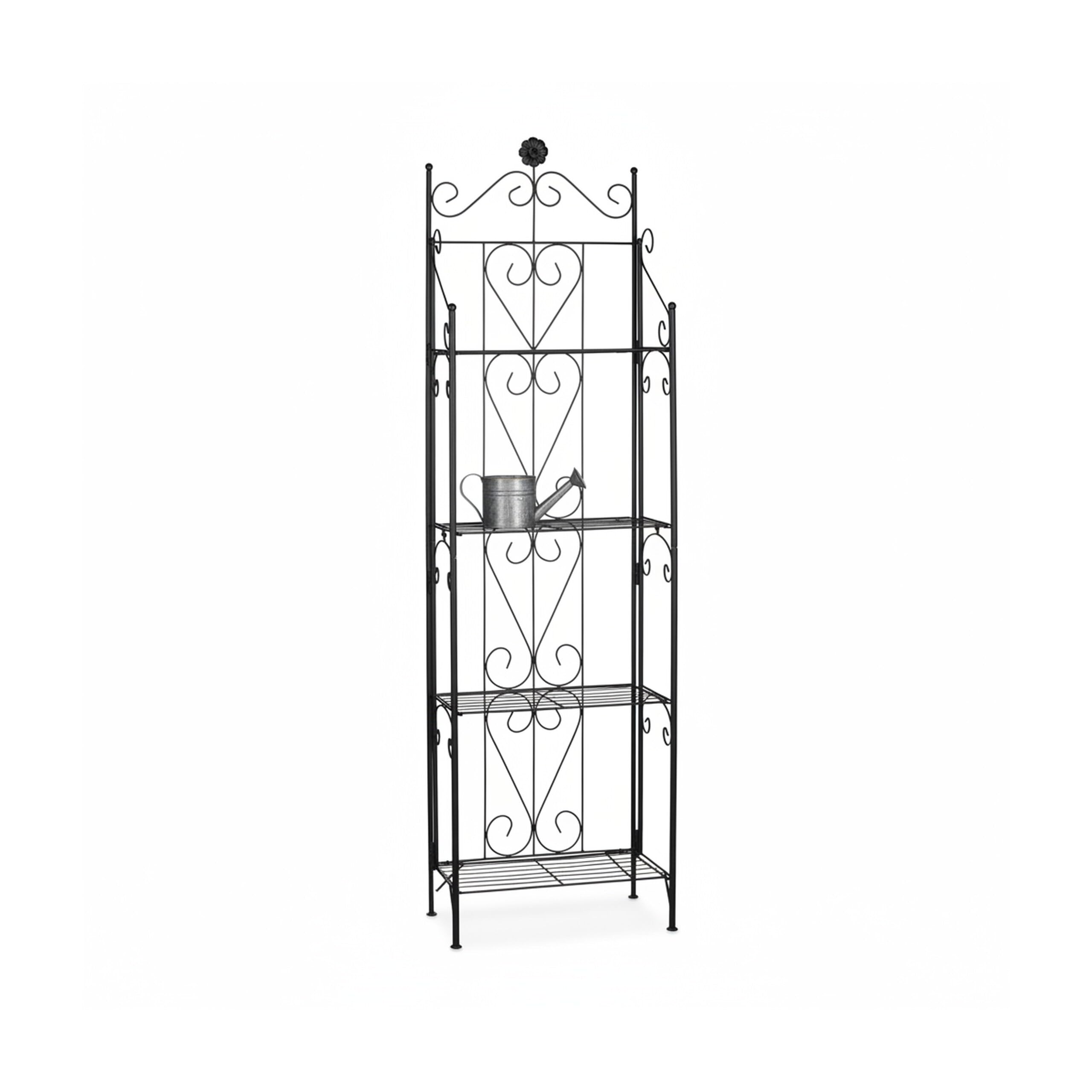 Relaxdays Etagère à fleurs en métal 4 niveaux meuble plantes pliable présentoir HxlxP 157 x 44 x 24 cm, noir