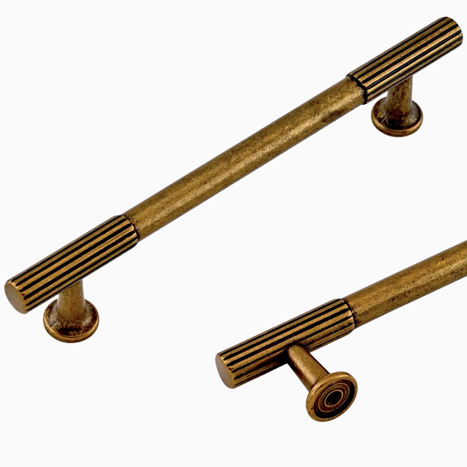 Talentedeco 10 Pack Antique Brass Cabinet Pulls 5 Inch(128mm) Kitchen Cupboard Handles Vintage Retro Cabinet Hardware for Drawer Pulls