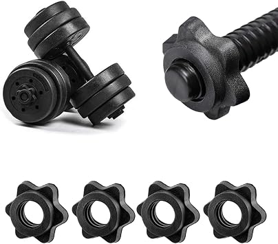 4Pcs Barbell Bar Hexagon Nuts, Dumbbell Bar Clips, Anti-Slip Spin-Lock Collar Screw, Hex Nut Screw Clamps for Dumbell Weight Lifting Training