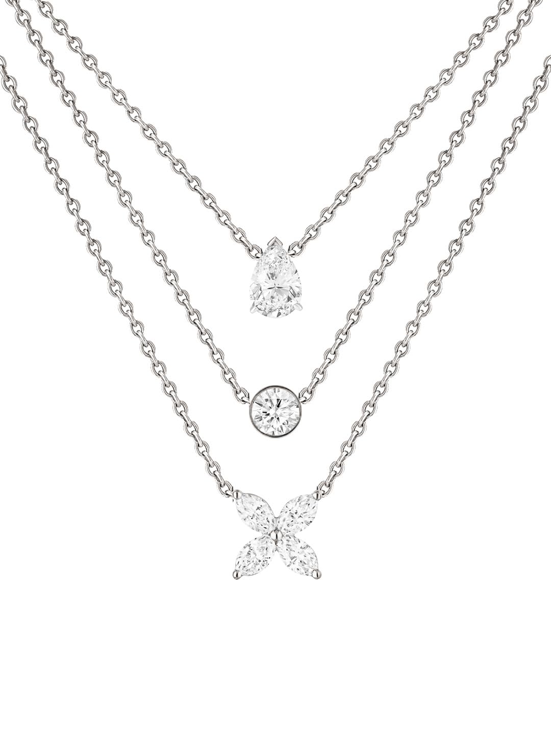 MINUTIAE Latest Multilayer Three Layer Western Multi Shape Diamond Neckpiece Neck Chain Necklace for Women and Girls (B0CR6C42YC) Amazon Price History, Amazon Price Tracker