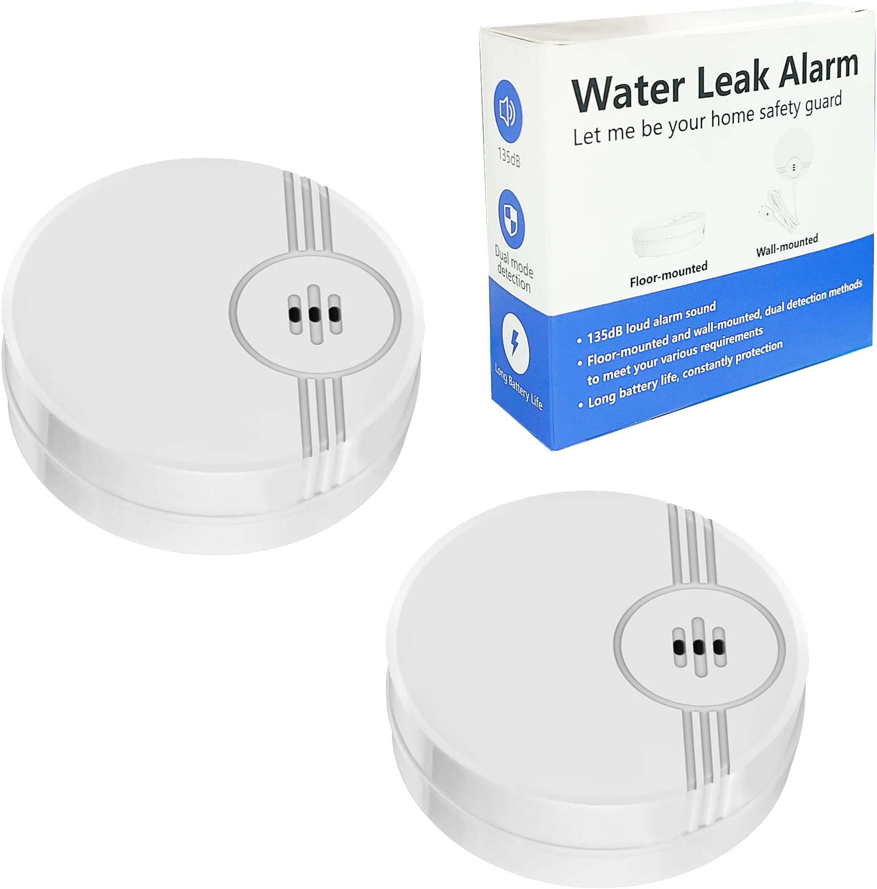 WER Water Leak Alarm Sensor, Battery Operated Leak Alert, 90dB Water ...