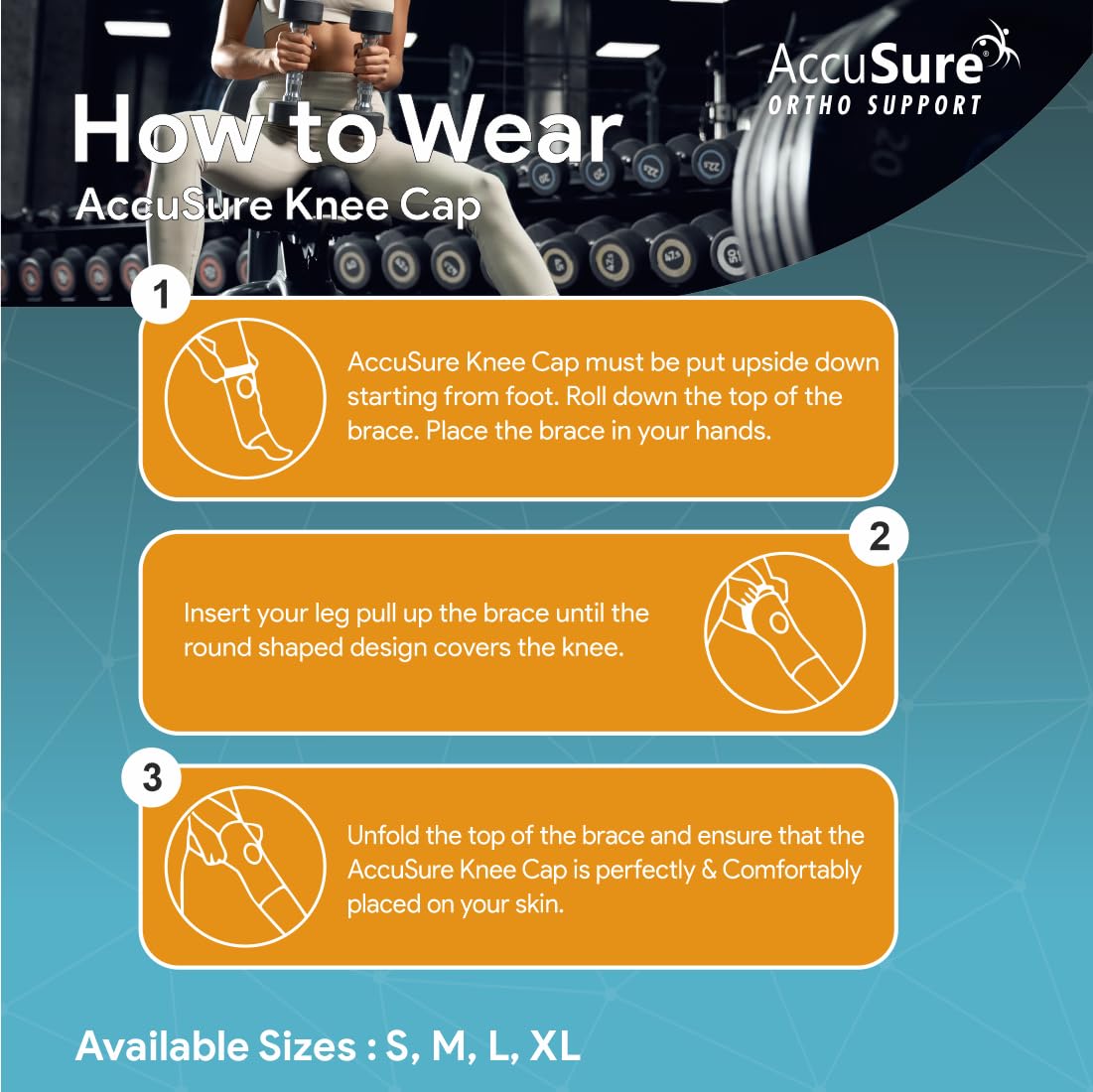 AccuSure Neoprene Orthopedic Pain Relief Knee Support Cap Brace/Sleeves Pair For Sports, Pain Relief, Compression Support, Exercise, Gym, Running, Cycling, Knee Cap Guard For Men & Women- Medium 2
