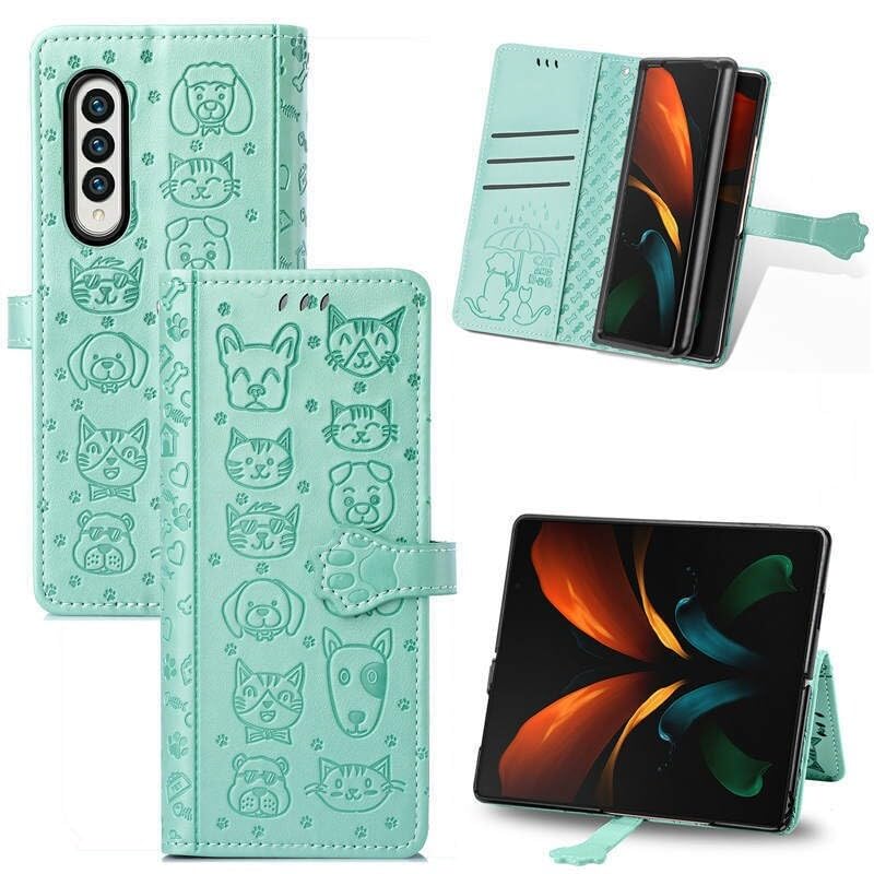 Housse en cuir vert pour Samsung Galaxy Z Fold 3 : l'élégance d'un portefeuille haut de gamme