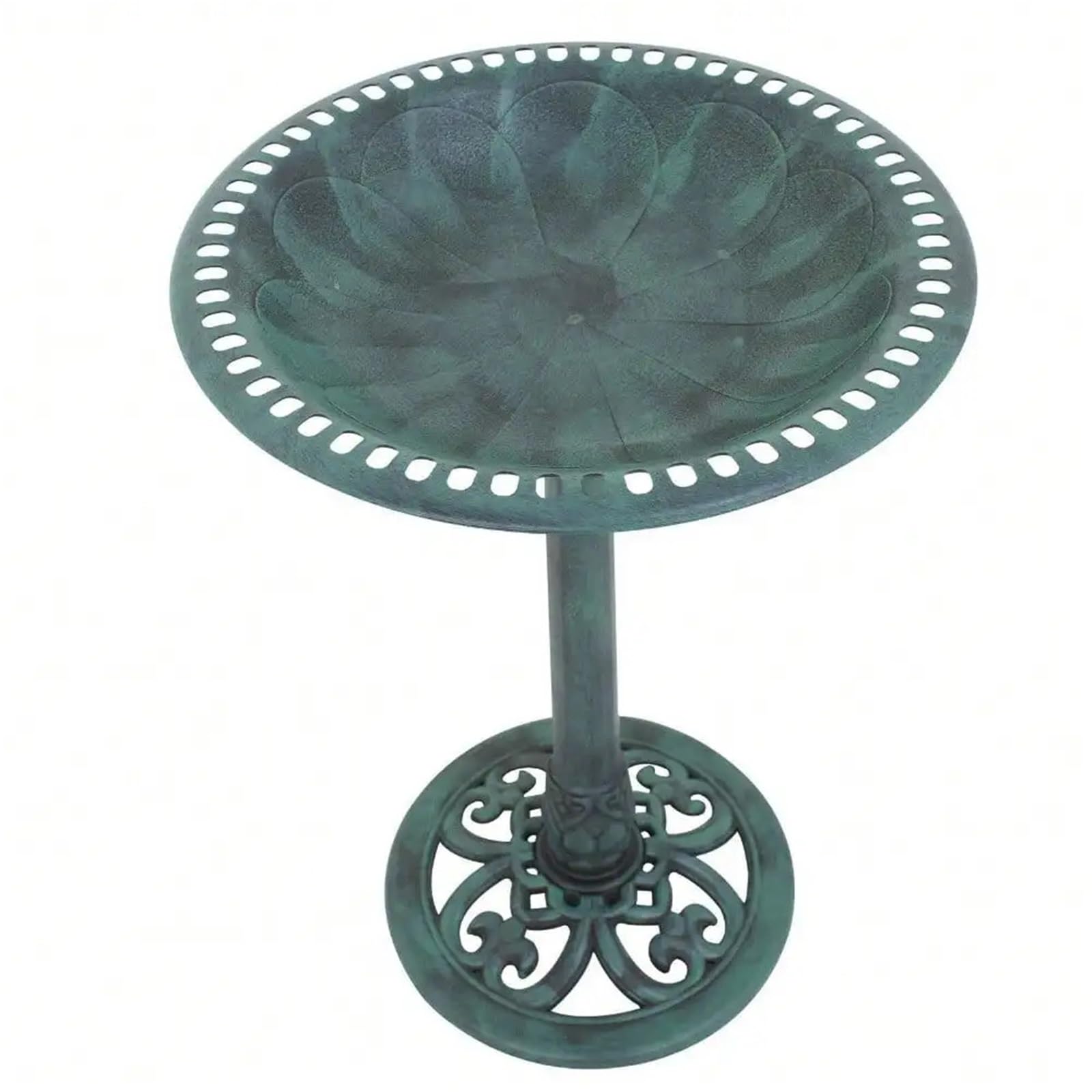 Metal Bebedero pajaros con Pie Baño for pájaros de Lujo 28" Verdigris ensamblado | Comedero for pájaros Jardín al aire libre Patio trasero