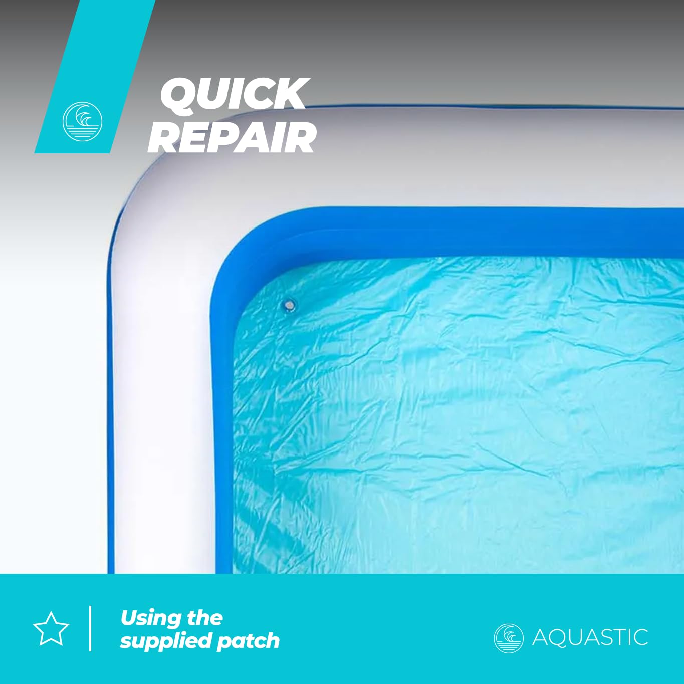 AQUASTIC Aufblasbarer Kinderpool 305 x 183 x 56 cm blau | Vinylmaterial, 1160 l Volumen und Reparaturflicken für saisonale Nutzung im Garten oder auf der Terrasse