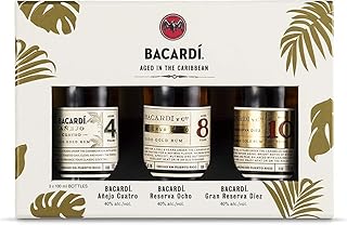 Rhum : guide complet pour bien choisir et déguster cet alcool d’exception 6 BACARDI, pack découverte de 3 bouteilles de rhum Bacardi Anejo Cuatro, Reserva Ocho & Diez, 3 x 100 ml, 40% vol