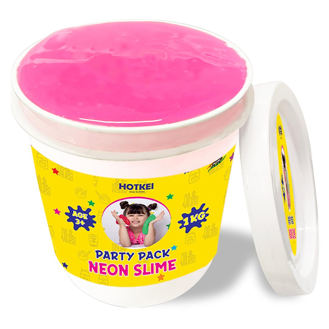 HOTKEI (1 Kg) Pink Fruit Scented Big Slimy Neon Slime Gel Jelly Putty Toy Bucket Kit Set for Girls Boys Kids-image-40