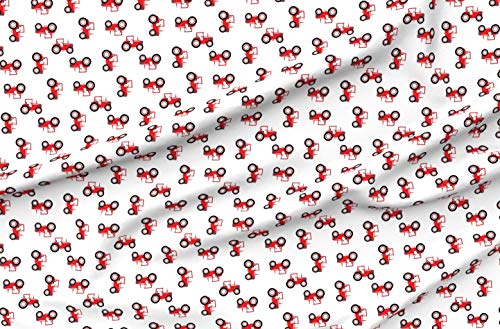 Spoonflower Fabric - Tractor Red Tractors Farm Barn White Toddler Kid Printed On Fleece Fabric By The Yard - Sewing Blankets Loungewear And No-Sew Projects #TOP14