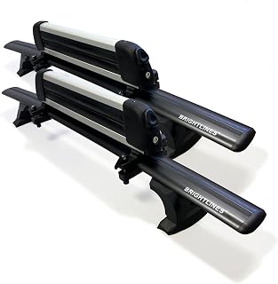 BRIGHTLINES Complete Roof Rack Crossbars & Ski Rack Combo Compatible with 2011-2021 Jeep Grand Cherokee with Roof Black Plastic Moldings